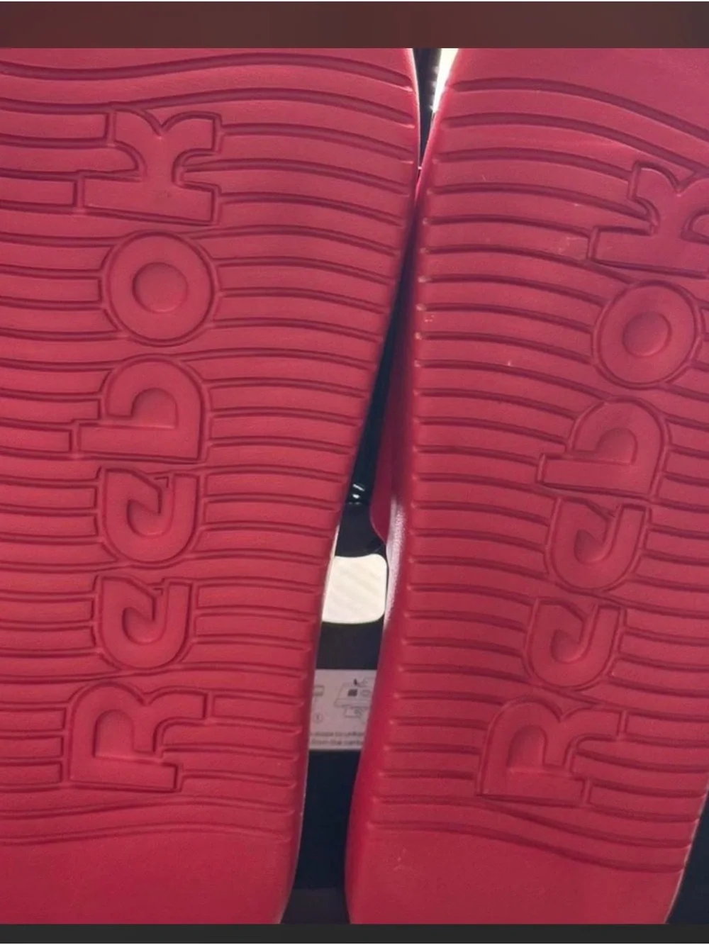 Reebok Red and Black Slide Sandals with Raised Logo